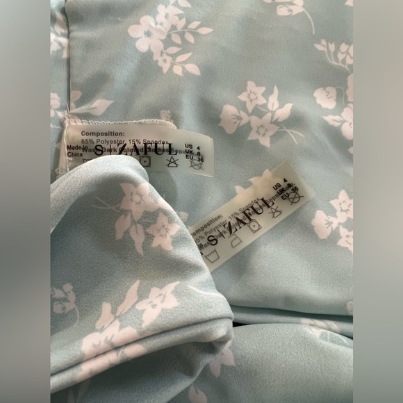 Zaful Blue Floral Bikini Lace up Back Swimsuit Set Size 4 - Picture 9 of 9